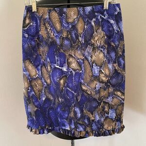 Allison Taylor Boho Animal Print Ruffled Hem Skirt Womens Size 4